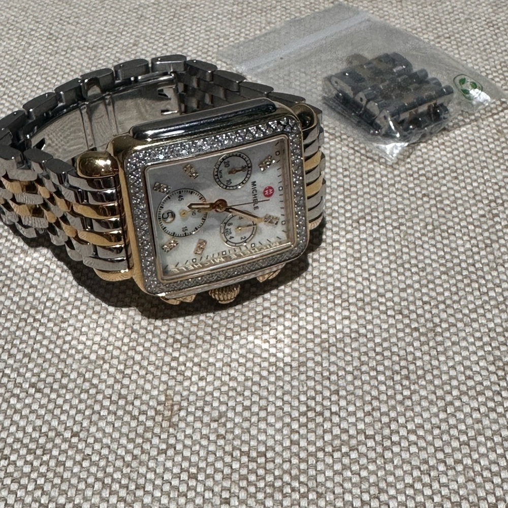 Michele Two-Tone Gold and Silver Women's Watch - Picture 9 of 11